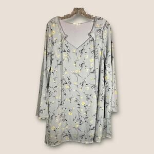 Entro Dress Women's Size Medium Bell Sleeve Knee Length Blue Floral